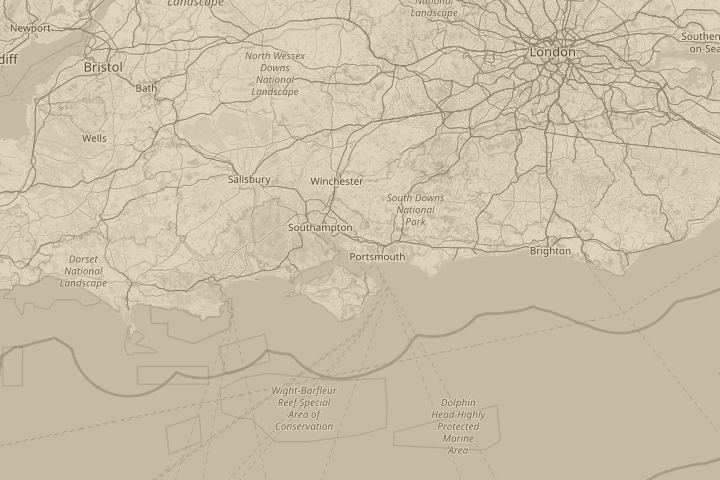 Map of the area around Fareham, Hants, centred on the reported position