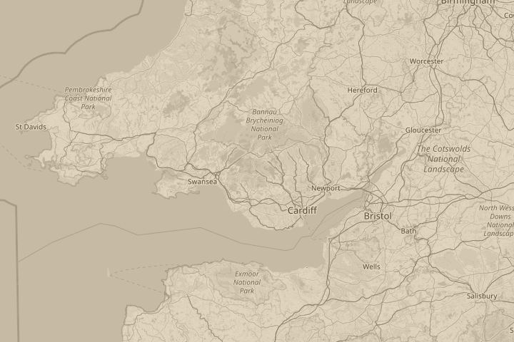 Map of the area around Treorchy, Wales, UK, centred on the reported position