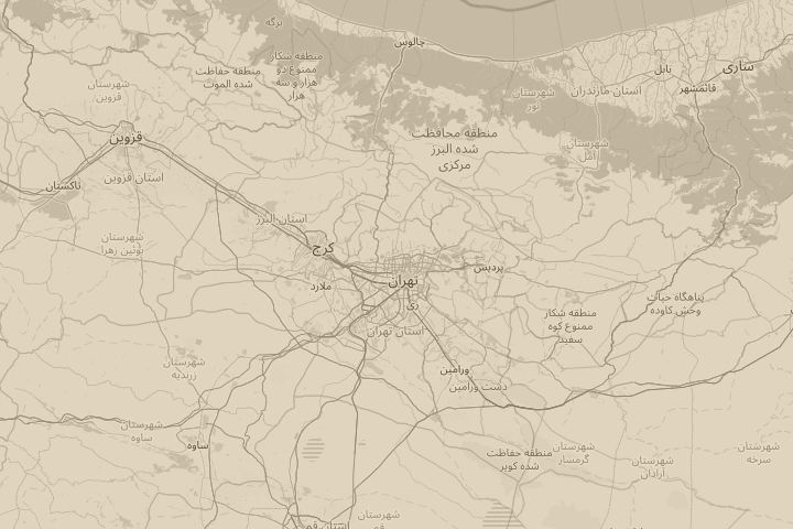 Map of the area around iran, centred on the reported position