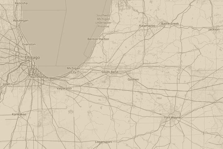 Map of the area around south bend, in, centred on the reported position