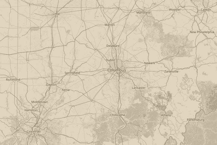 Map of the area around columbus,oh, centred on the reported position