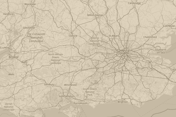 Map of the area around READING, centred on the reported position