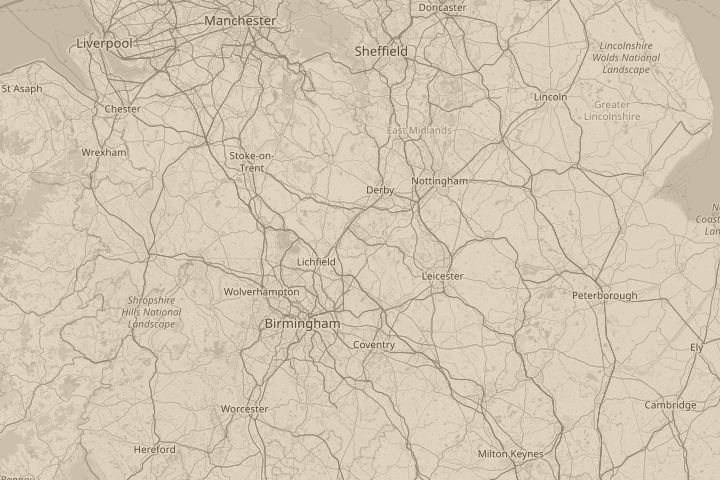 Map of the area around castle gresley swadlincote, centred on the reported position