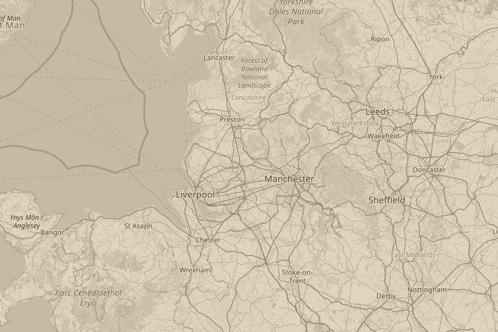 Map of the area around above Hindley, Wigan, centred on the reported position