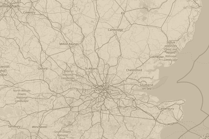 Map of the area around North London, Enfield, centred on the reported position