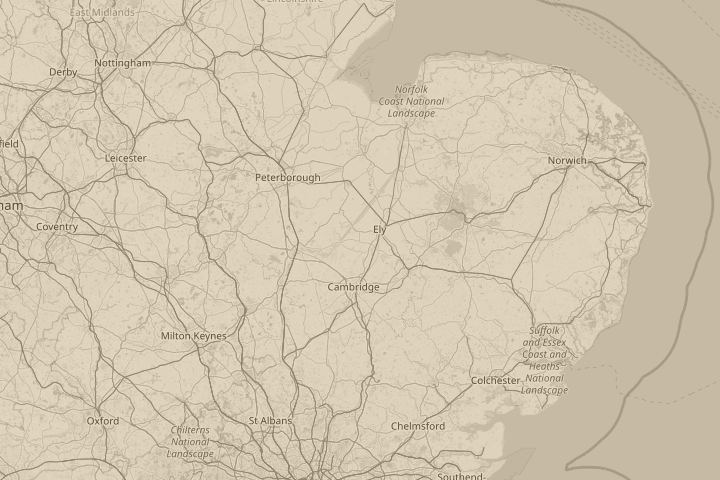 Map of the area around Haddenham, Cambridgeshire, centred on the reported position