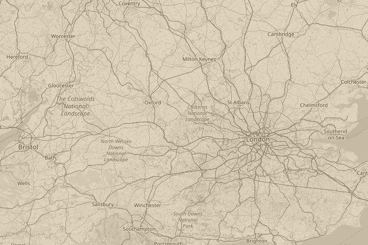 Map of the area around above M40 oxford, westbound., centred on the reported position