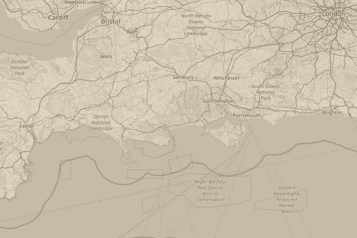 Map of the area around ferndown dorset, centred on the reported position