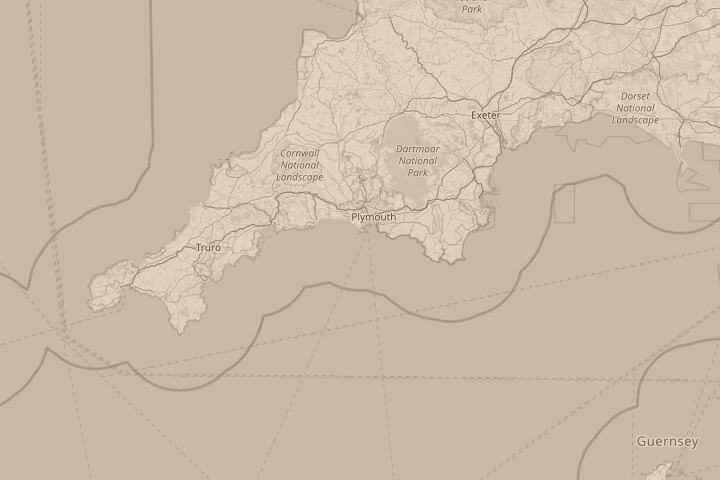 Map of the area around Newton Abbot, Devon, centred on the reported position