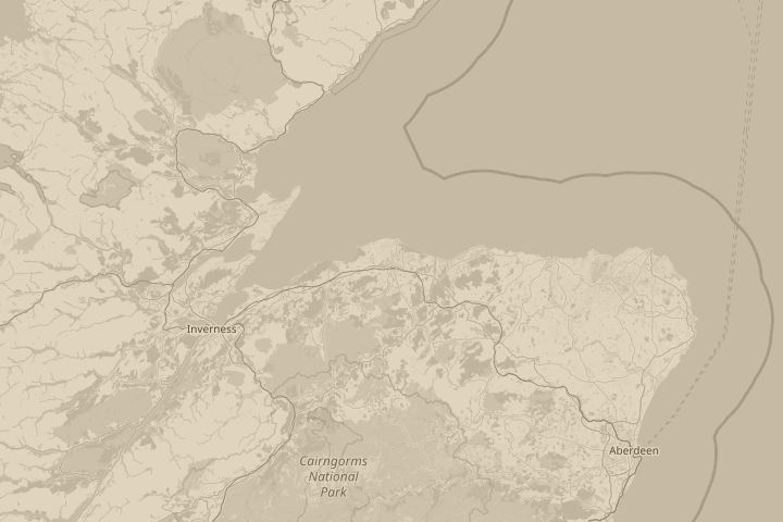 Map of the area around Elgin Scotland UK, centred on the reported position
