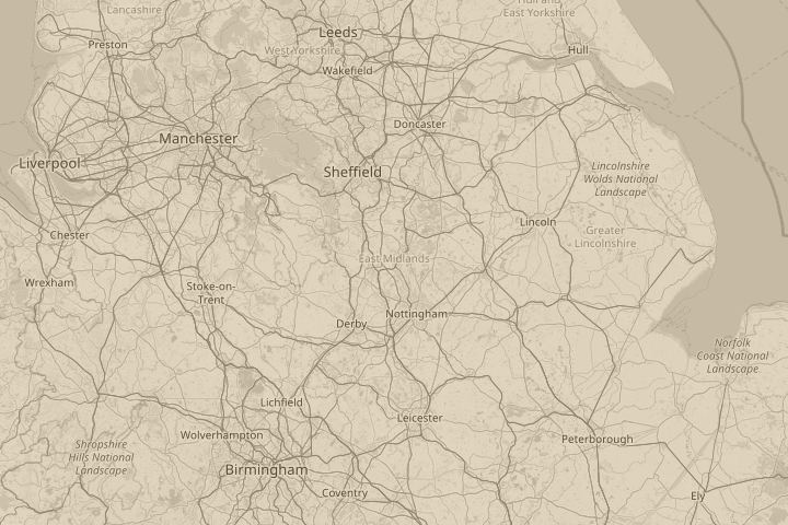 Map of the area around Kirkby-In-Ashfield, centred on the reported position