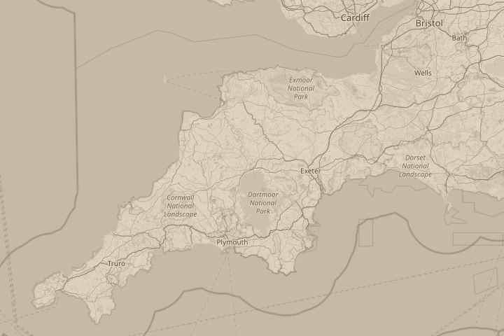 Map of the area around okehampton, centred on the reported position
