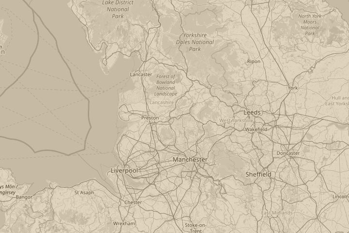 Map of the area around Rishton Lancashire England, centred on the reported position