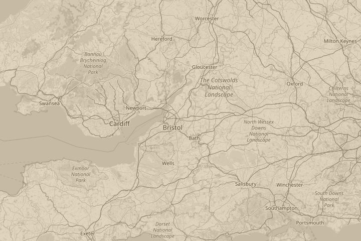 Map of the area around Downend Bristol UK, centred on the reported position