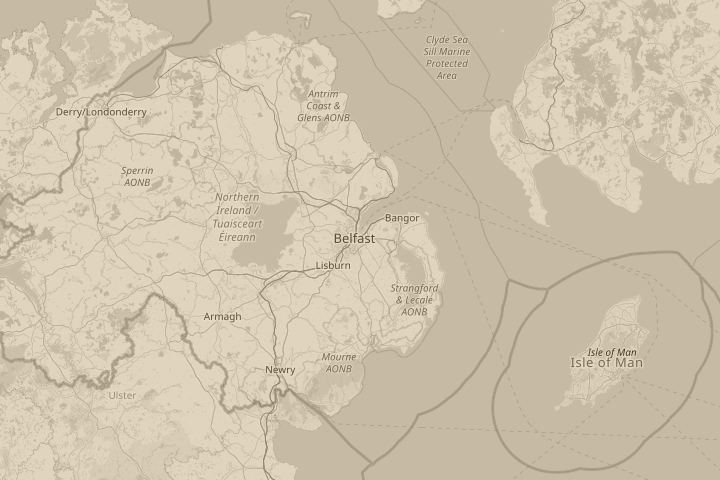 Map of the area around Belfast, centred on the reported position