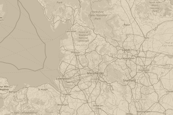 Map of the area around Darwen, Lancs, centred on the reported position