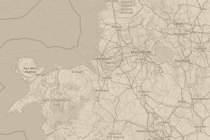 Map of the area around Ellesmere Port, England, centred on the reported position