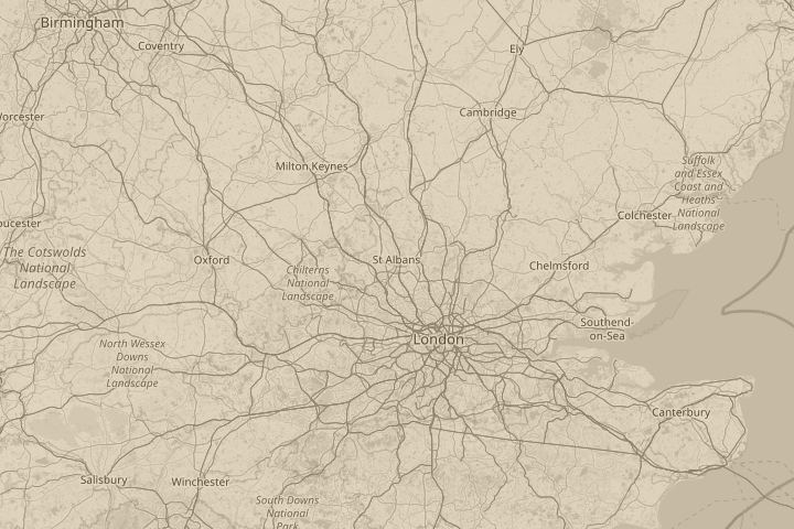 Map of the area around in the sky, St.Albans, Hertfor, centred on the reported position