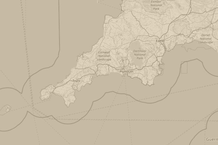 Map of the area around Looe, SE cornwall, UK, centred on the reported position