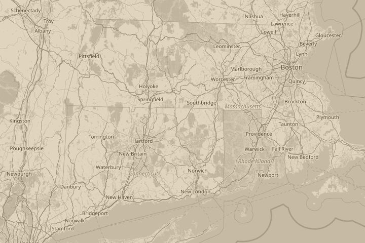 Map of the area around Willington, Ct, centred on the reported position