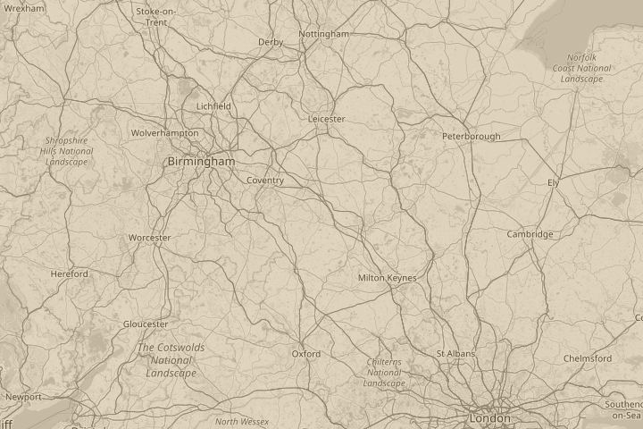 Map of the area around Daventry, centred on the reported position