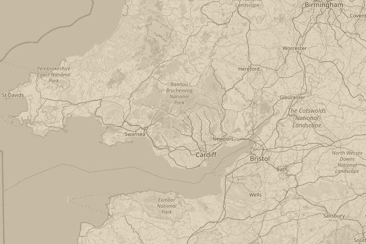 Map of the area around s wales, centred on the reported position