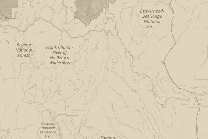 Map of the area around Elk Bend , Idaho, centred on the reported position