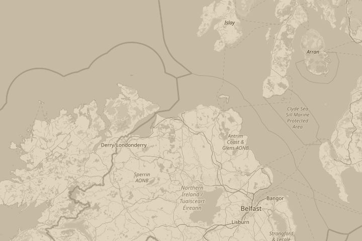 Map of the area around coleraine  n/ireland, centred on the reported position