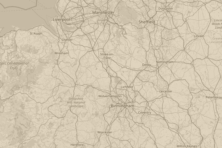 Map of the area around North Stafford, centred on the reported position