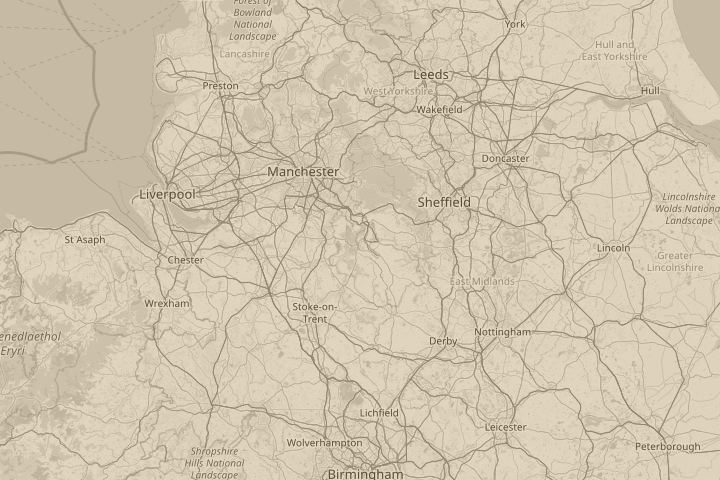 Map of the area around Buxton,  Derbyshire, centred on the reported position