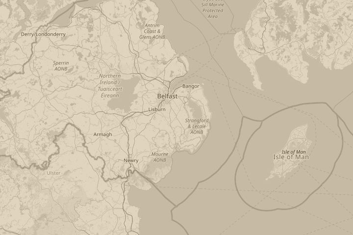Map of the area around Saintfield, Northern Ireland, centred on the reported position