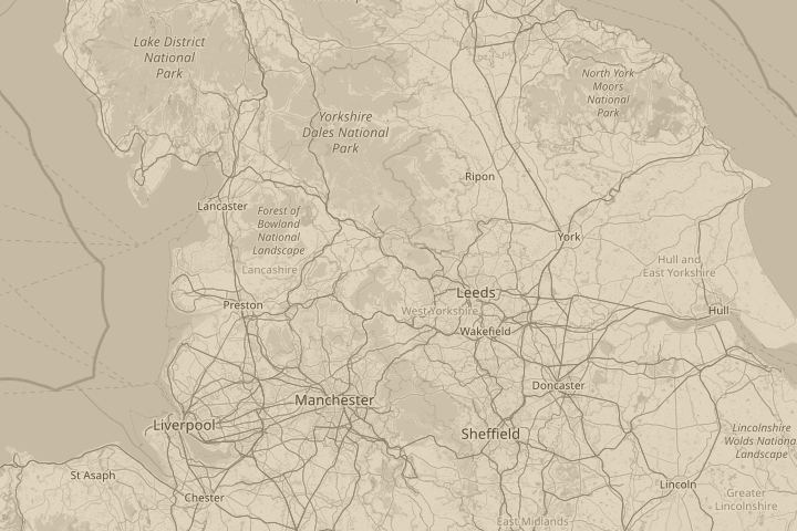 Map of the area around Keighley , West Yorkshire , UK, centred on the reported position