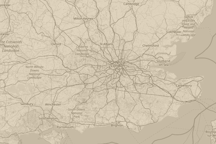 Map of the area around Over london, centred on the reported position
