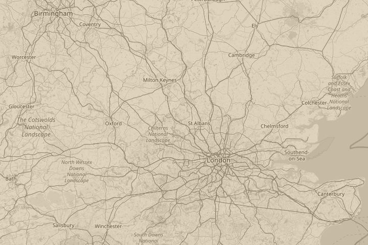 Map of the area around Warners End, Hemel Hempsted UK, centred on the reported position