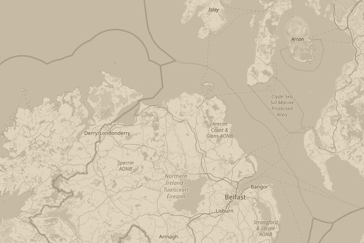 Map of the area around ballymoney,co antrim, centred on the reported position