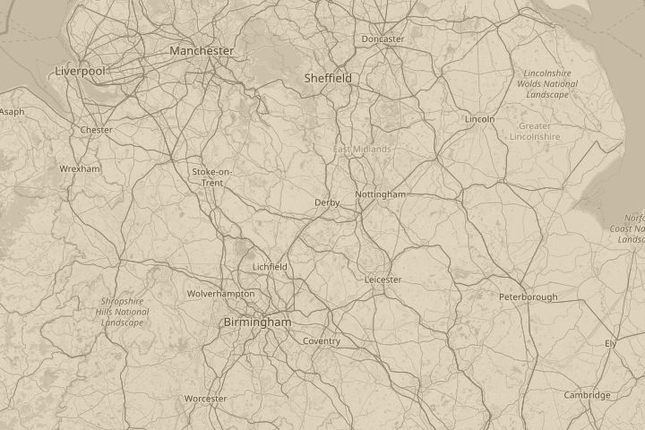 Map of the area around Stenson Fields,Derby, centred on the reported position