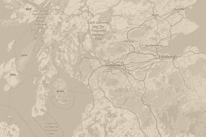 Map of the area around Paisley, centred on the reported position