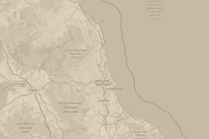 Map of the area around bedlington northumberland, centred on the reported position