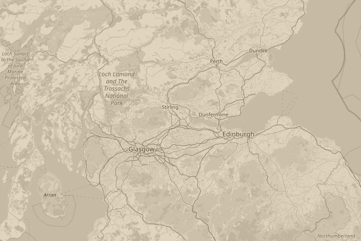 Map of the area around Larbert, Stirlingshire, centred on the reported position