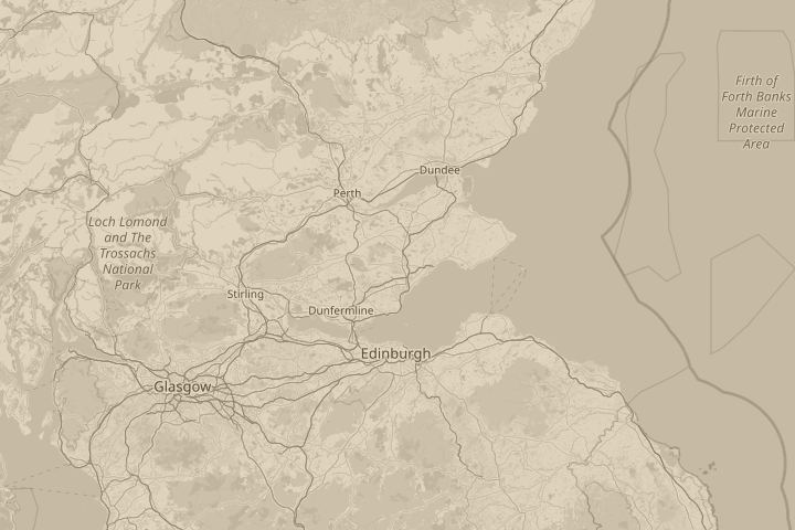Map of the area around the sighting, centred on the reported position