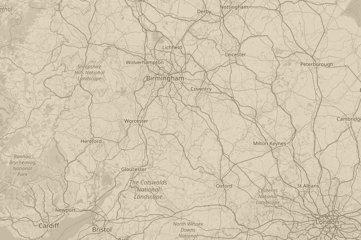 Map of the area around Stratford upon Avon, centred on the reported position