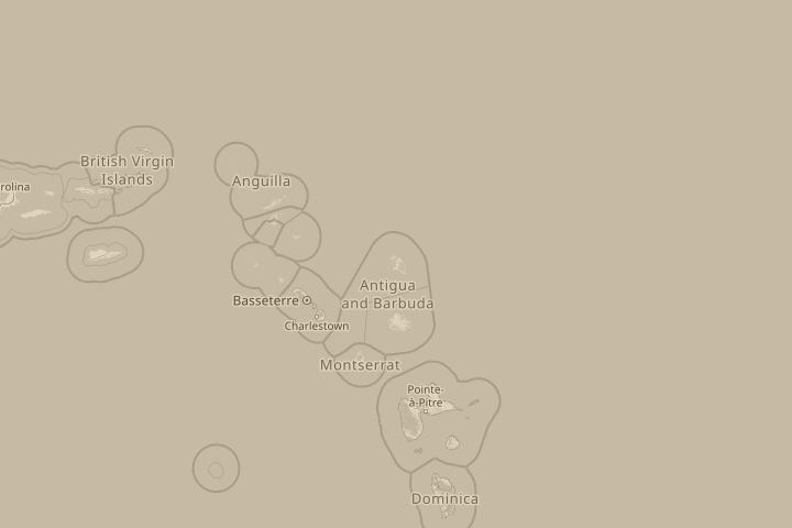 Map of the area around Barbuda, centred on the reported position