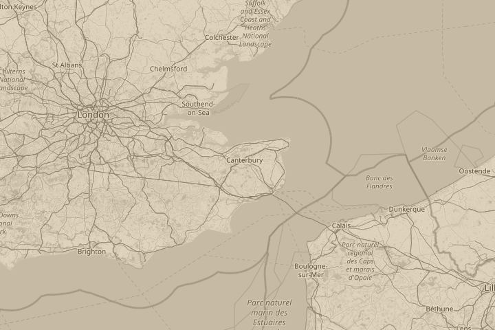 Map of the area around Canterbury uk, centred on the reported position