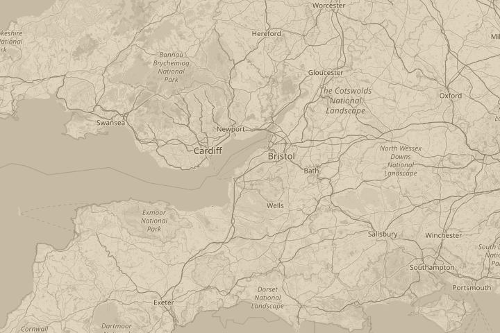 Map of the area around Kingston Seymore.Somerset, centred on the reported position