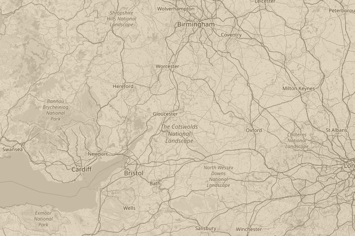 Map of the area around RUGBY, centred on the reported position