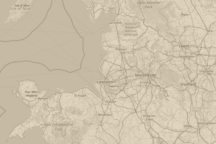Map of the area around Maghull, Liverpool, England, centred on the reported position
