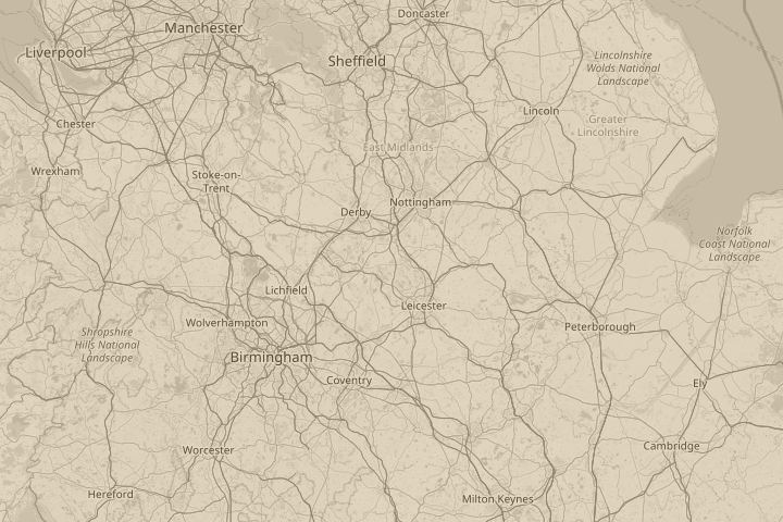 Map of the area around Shepshed, Leicestershire, centred on the reported position