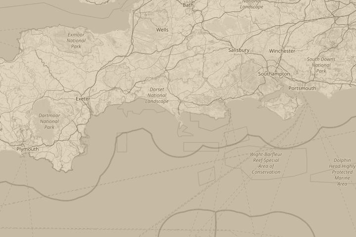 Map of the area around Weymouth, Dorset UK, centred on the reported position