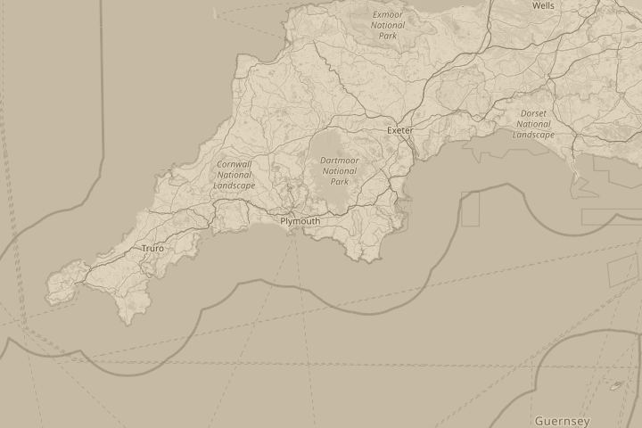 Map of the area around near plymouth, centred on the reported position