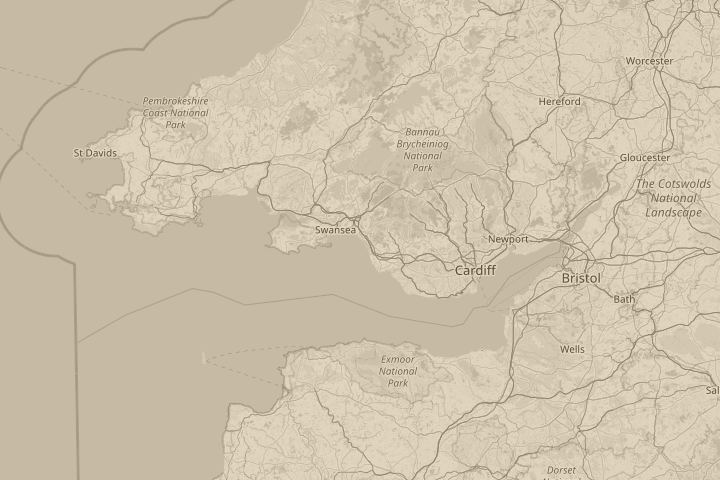 Map of the area around port talbot in the western sky, centred on the reported position